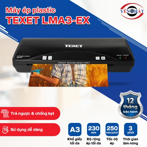 Máy ép nhựa plastic khổ A3 Texet LMA3-EX 2