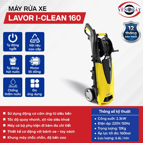 Máy bơm rửa xe tại nhà mini gia đình Lavor I-Clean 160 2