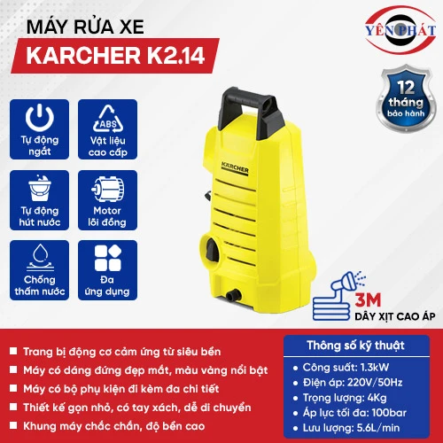 Máy xịt rửa xe máy mini karcher K2.14 chuyên nghiệp 2