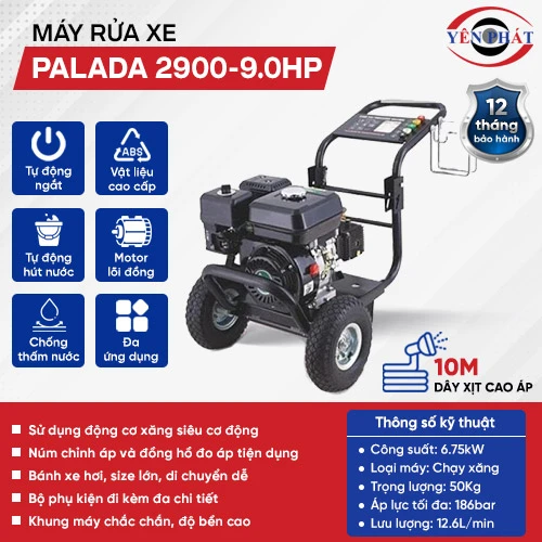 Máy phun rửa xe ô tô chuyên nghiệp Palada 2900-9.0HP 2
