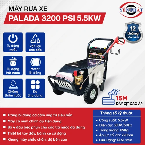 Máy rửa xe ô tô cao áp Palada 3200 PSI 5.5KW 2