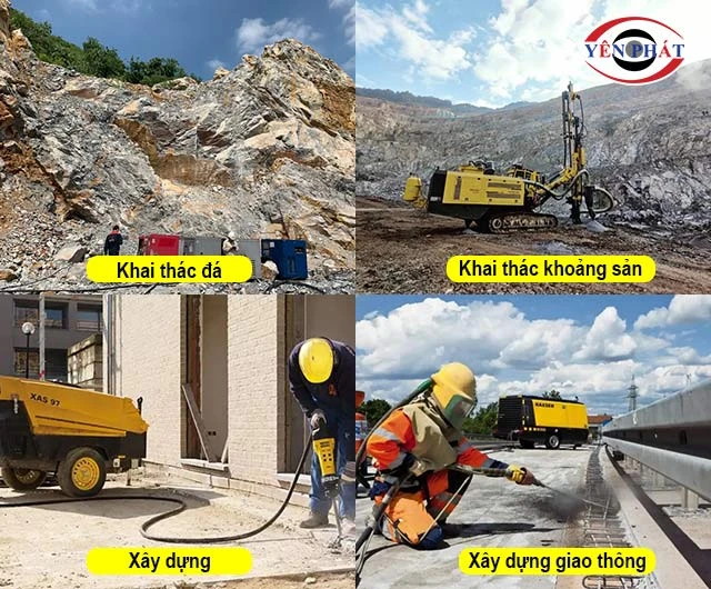 Ứng dụng máy nén khí khoan đá