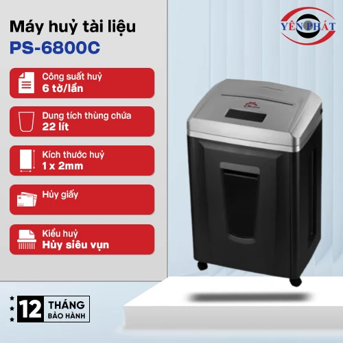 Máy hủy tài liệu văn phòng siêu bảo mật Silicon PS-6800C 2