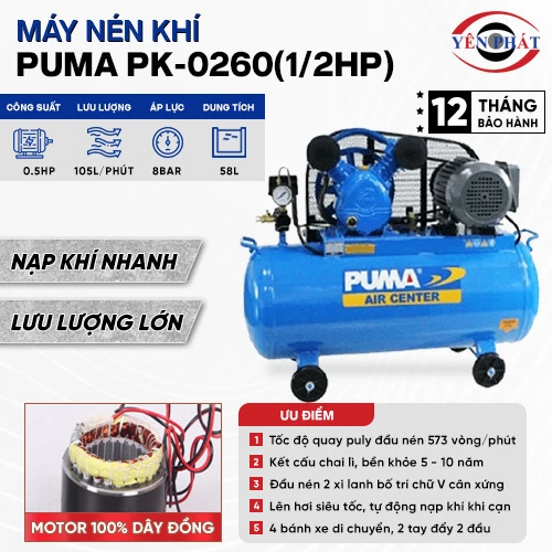 Máy nén khí mini Puma PK-0260(1/2HP) 2