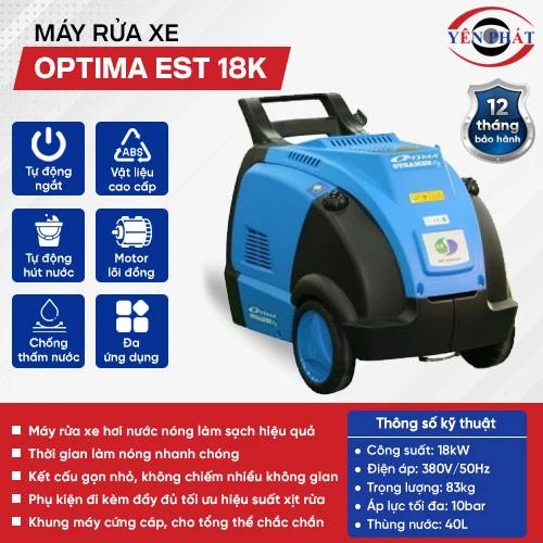 Máy bơm rửa xe hơi nước nóng Optima EST 18K 2