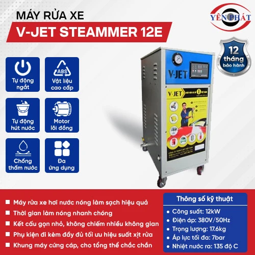 Máy rửa xe chuyên nghiệp hơi nước nóng V-JET STEAMMER 12E 2