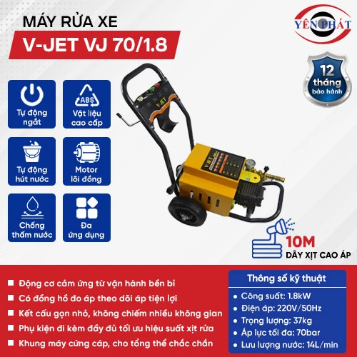 Máy xịt rửa xe máy V-JET VJ 70/1.8 2