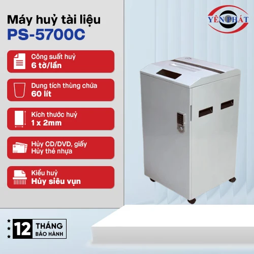 Máy hủy tài liệu văn phòng siêu bảo mật Silicon PS-5700C 2