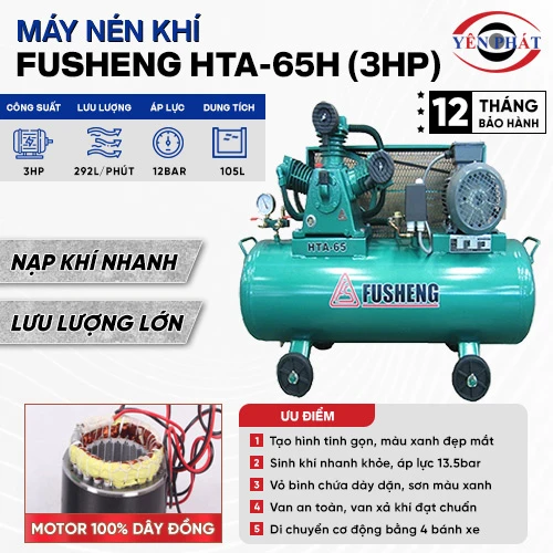 Máy nén khí piston cao áp Fusheng HTA-65H (3HP) 2