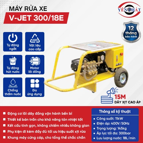 Máy rửa xe công nghiệp V-JET 300/18E 2