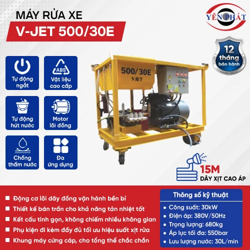Máy rửa xe ô tô cao áp chuyên nghiệp V-JET 500/30E 2