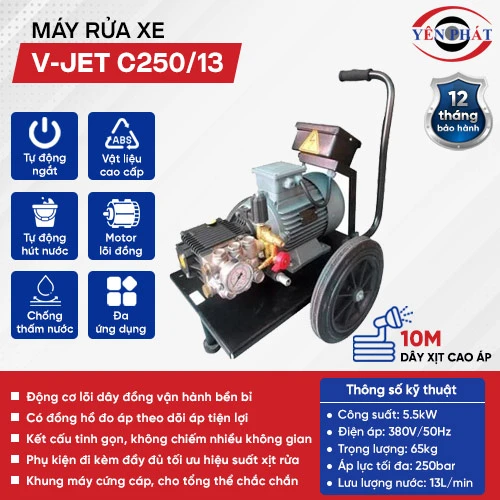 Máy xịt rửa xe ô tô công suất lớn V-jet C250/13 2