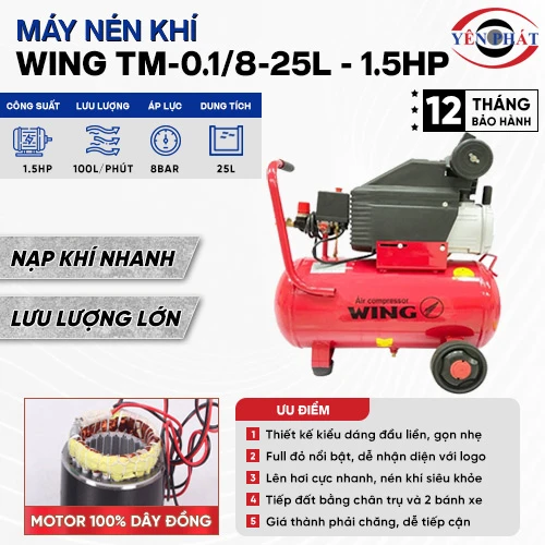 Máy nén khí đầu liền Wing TM-0.1/8-25L - 1.5HP 2