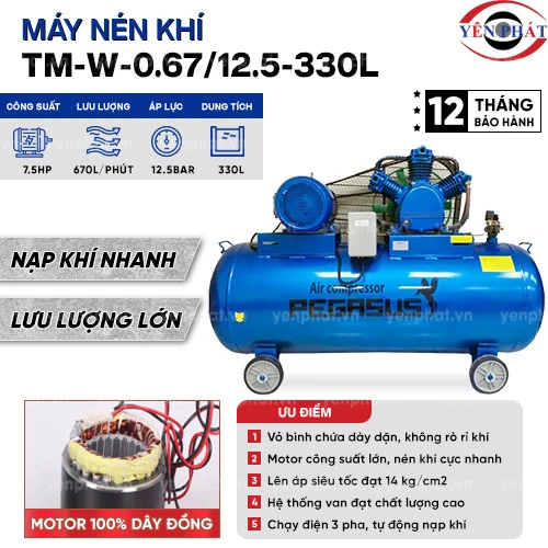 Máy nén hơi dây đai TM-W-0.67/12.5-330L 2