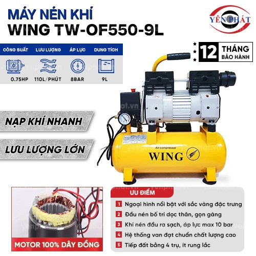 Máy nén khí không dầu giảm âm Wing TW-OF550-9L 2
