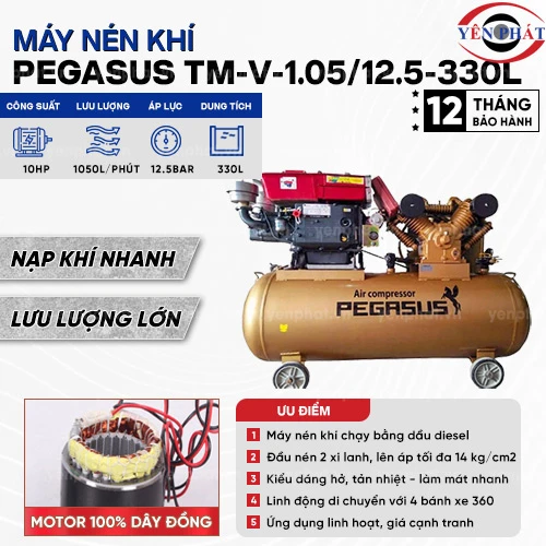 Máy nén khí chạy dầu Pegasus TM-V-1.05/12.5-330L 2