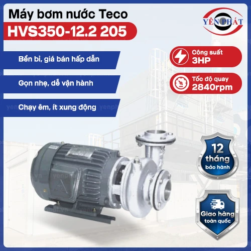 Máy bơm nước ly tâm dạng xoáy Teco đầu inox 3HP HVS350-12.2 205 2