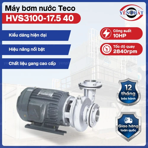 Máy bơm nước ly tâm Teco đầu inox 10HP HVS3100-17.5 40 2