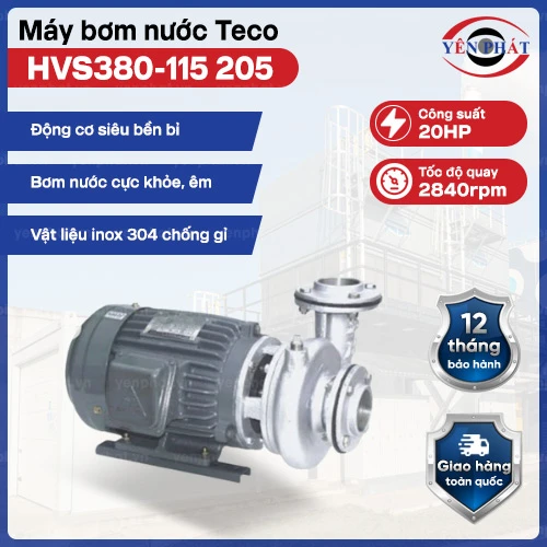 Máy bơm nước ly tâm Teco đầu inox 20HP HVS380-115 205 2