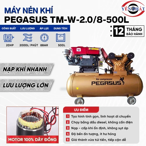 Máy nén khí chạy dầu Pegasus TM-W-2.0/8-500L 2
