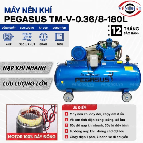 Máy bơm nén khí công nghiệp Pegasus TM-V-0.36/8-180L 2