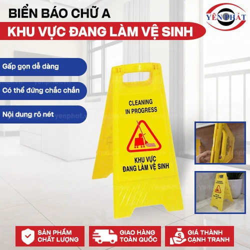 Biển cảnh báo khu vực đang làm vệ sinh 2