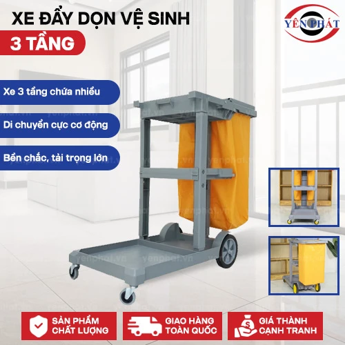 Xe đẩy 3 tầng công nghiệp 2