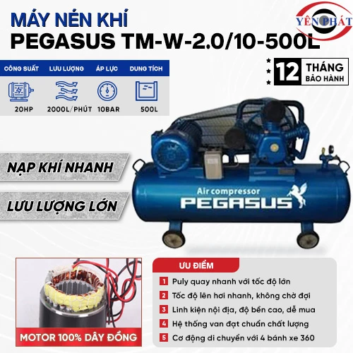 Máy nén khí Pegasus TM-W-2.0/10-500L 2