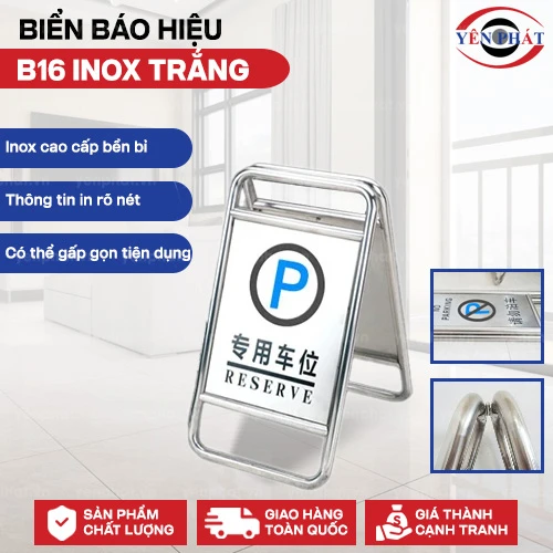 Biển báo hiệu B16 inox trắng 2