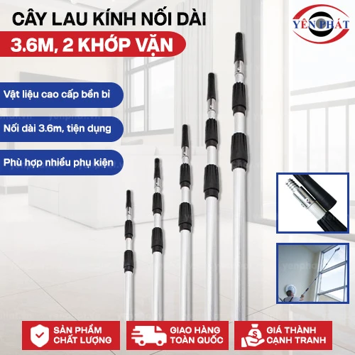 Cây nối dài lau kính 3.6m, 2 khớp vặn 2