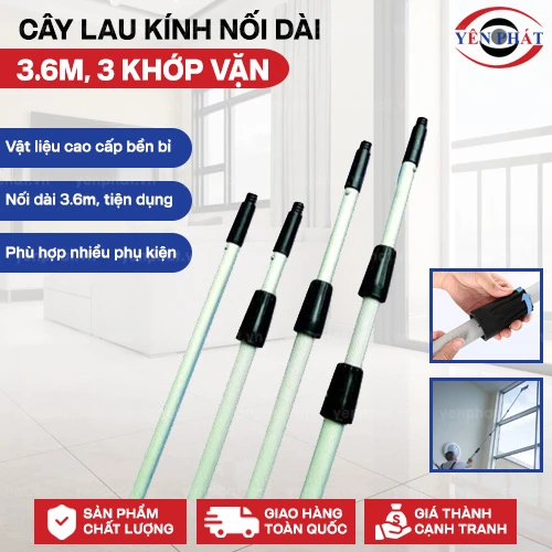 Cây lau kính đa năng nối dài 3.6m, 3 khớp vặn 2