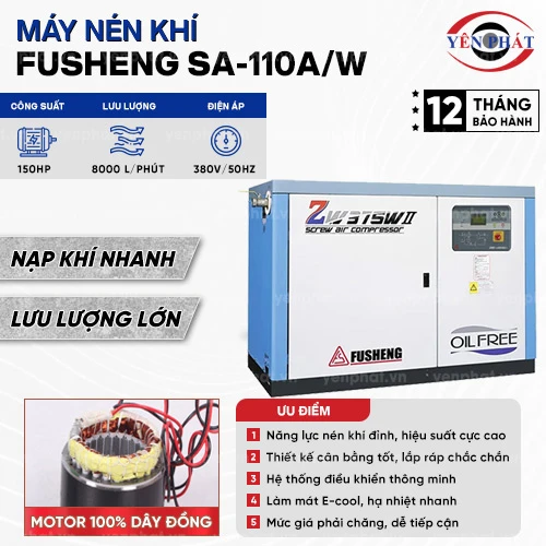 Máy nén khí trục vít Fusheng SA-110A/W 2