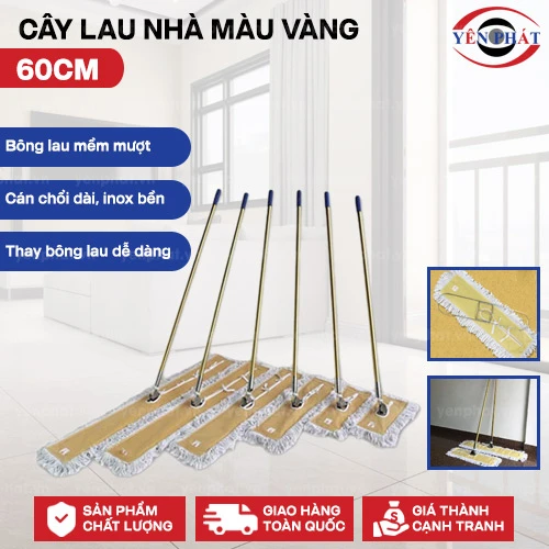 Cây lau nhà màu vàng 60cm 2