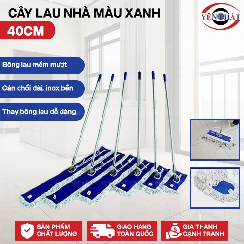 Cây lau nhà màu xanh 40 cm 2