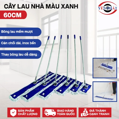 Cây lau nhà màu xanh 60cm 2