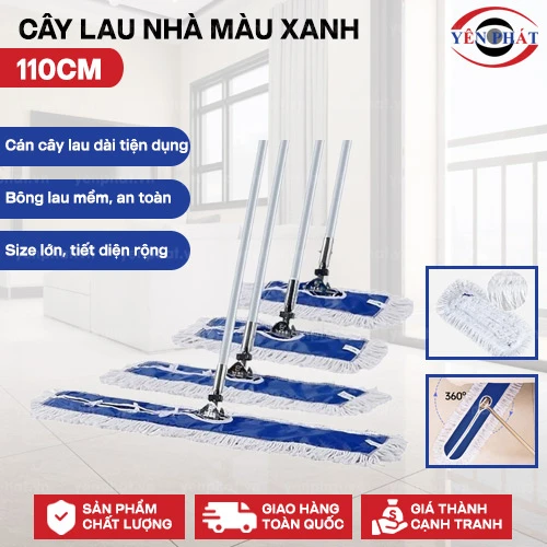 Cây lau nhà màu xanh 110 cm 2