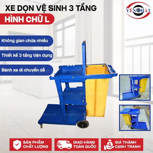 Xe dọn vệ sinh 3 tầng hình chữ L 2