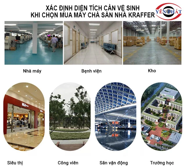 xác định diện tích khi mua máy chà sàn nhà Kraffer