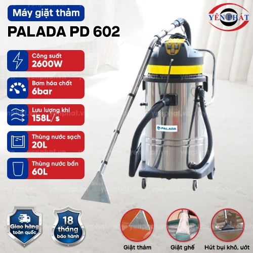 Máy giặt thảm phun hút công nghiệp Palada PD 602 2
