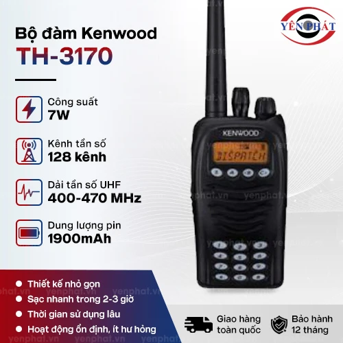 Bộ đàm cầm tay Kenwood TH-3170 (UHF-7W) 2