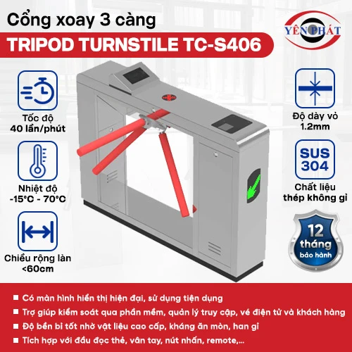 Cổng xoay 3 càng Tripod TurnStile TC-S406 2