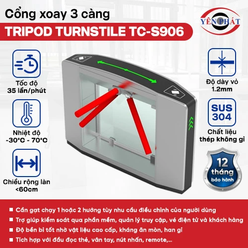 Cổng xoay 3 càng Tripod Turnstile TC-S906 2