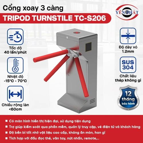 Cửa xoay 3 chấu Tripod Turnstile TC-S206 2