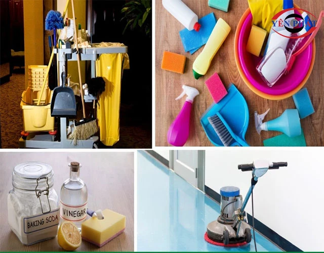 Chuẩn bị dụng cụ và nguyên liệu cần thiết để tẩy xi măng