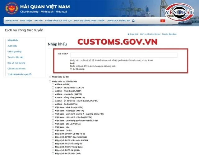 Sử dụng công cụ tra cứu mã HS xi lanh khí nén trực tuyến