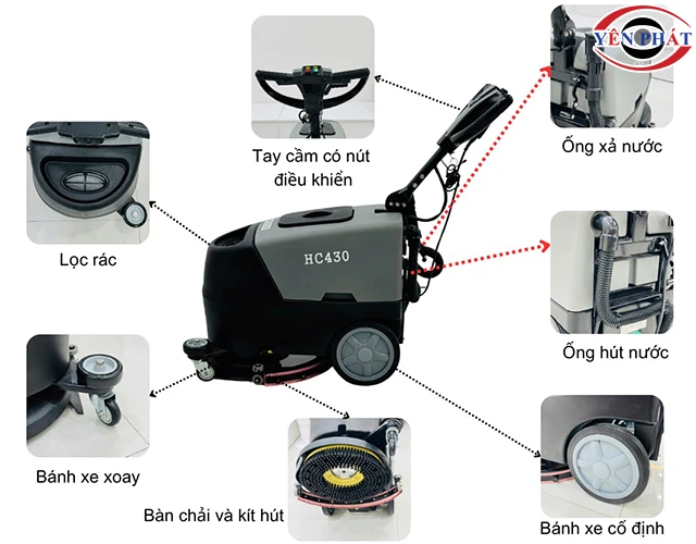 cấu tạo máy chà sàn Hiclean HC430