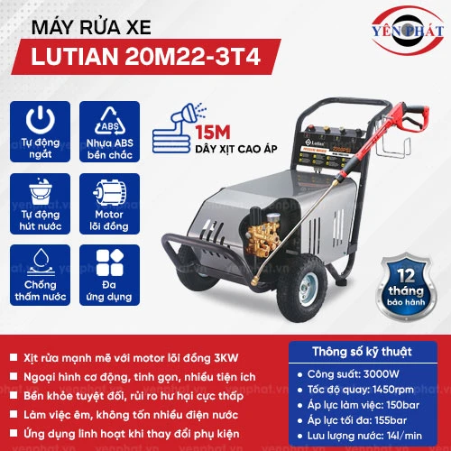 Máy xịt rửa xe cao áp công nghiệp Lutian 20M22-3T4 2