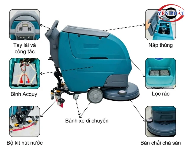 Cấu tạo máy chà sàn Kraffer KF60