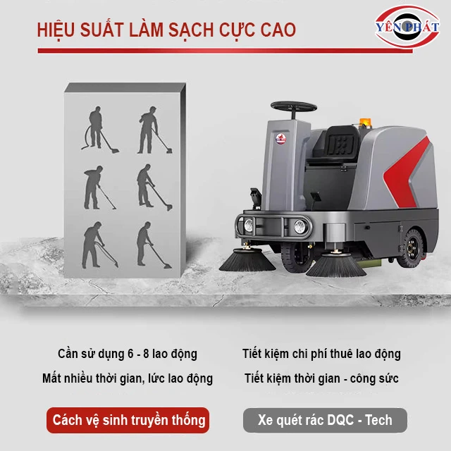 hiệu suất của xe quét rác DQC - Tech cao