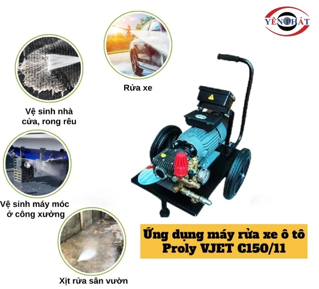 ứng dụng của máy rửa xe ô tô Proly VJET C150/11